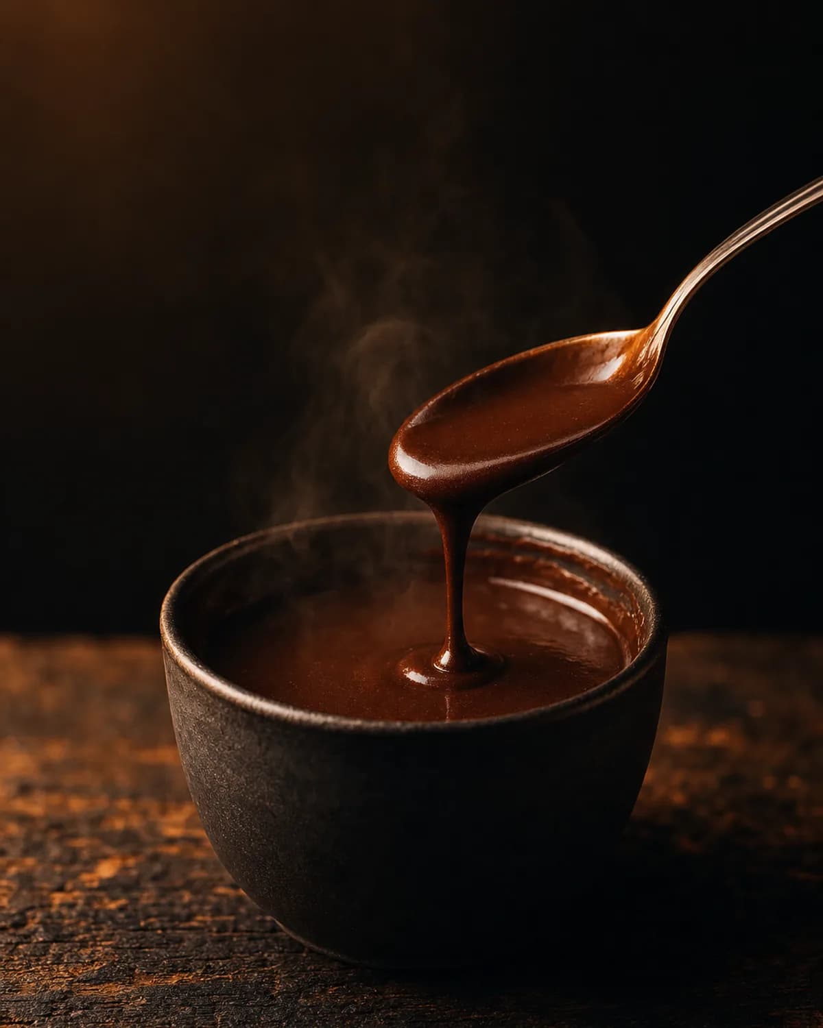 Cup of thick hot chocolate with steam